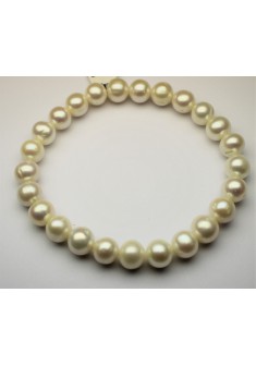 Zoetwaterparel armband geregen op elastiek 8.5-9mm 19-20cm - 607112