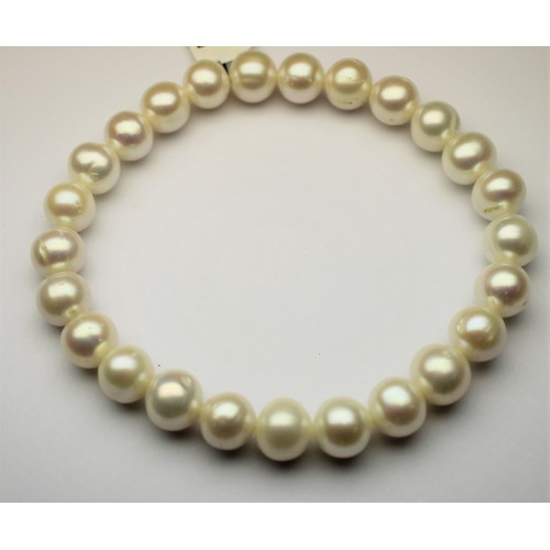 Zoetwaterparel armband geregen op elastiek 8.5-9mm 19-20cm - 607112