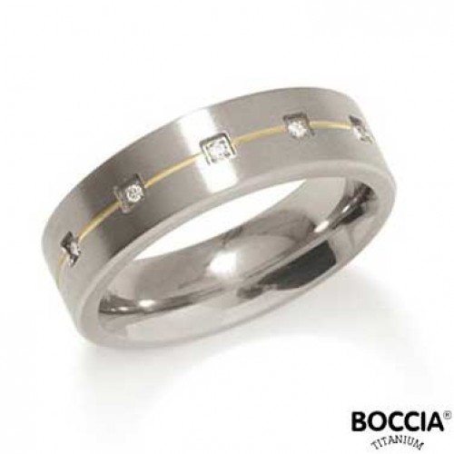 Boccia bicolor Titanium ring met 5x0.01ct briljant geslepen diamant maat 55 - 000042406
