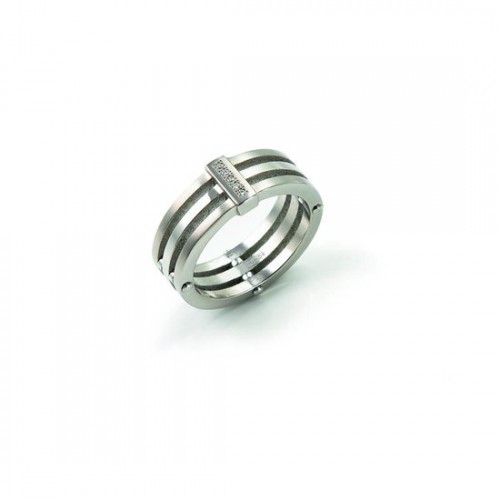 Boccia Titanium ring met 5x0.01 ct briljant geslepen diamant maat 55 - 000042404
