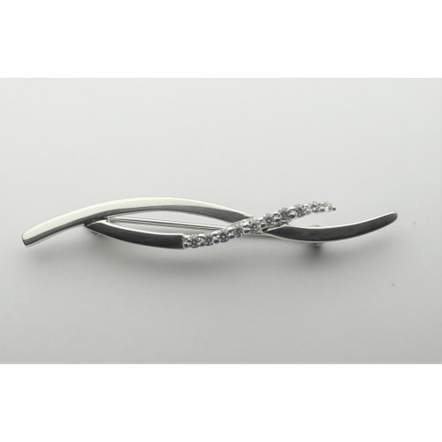 Zilveren broche  met zirkonia maat 5.4 cm / 8mm - 000035652