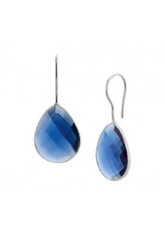 Zilveren oorhanger met blauw syntetische saffier (20x16mm) met franse haak 16-37mm - 605770 Zilveren oorhanger met blauw syntetische saffier (20x16mm) met franse haak 16-37mm - 605770