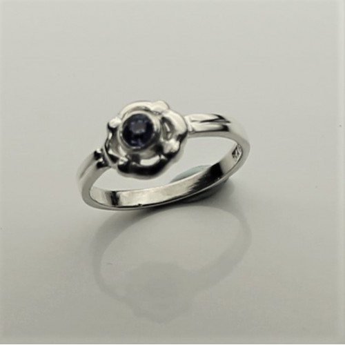 Zilveren fantasie ring met blauw zirkonia mt. 13 - 607426