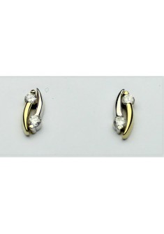 Excellent bicolor gouden fantasie oorknoppen met zirkonia 12x5mm - 000033334 Excellent bicolor gouden fantasie oorknoppen met zirkonia 12x5mm - 000033334