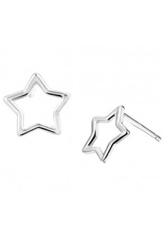 Zilver gerhodineerde oorknoppen open sterren 11mm - 605690 Zilver gerhodineerde oorknoppen open sterren 11mm - 605690