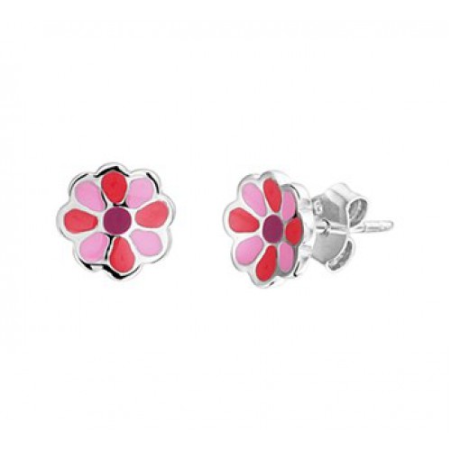 Zilveren oorknoppen bloem rose 8mm - 604256