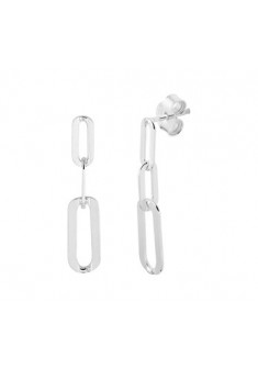Zilveren gerhodineerde oorhangers met paperschakel 28.5/2.5 mm - 608149 Zilveren gerhodineerde oorhangers met paperschakel 28.5/2.5 mm - 608149