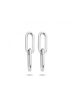 Zilveren gerhodineerde oorhangers schakel en kettingmotief 6/28 mm - 608153 Zilveren gerhodineerde oorhangers schakel en kettingmotief 6/28 mm - 608153