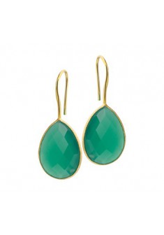 Zilver geelvergulde oorhangers met franse haak met groen agaat (16-21.5) 37-16 - 607074 Zilver geelvergulde oorhangers met franse haak met groen agaat (16-21.5) 37-16 - 607074