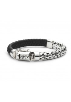 Silk armband zwart leer met zilveren sluiting mt.21 - 600888 Silk armband zwart leer met zilveren sluiting mt.21 - 600888