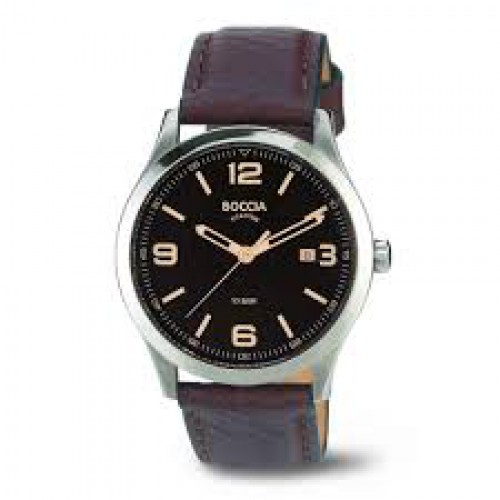 Boccia Titanium herenhorloge met bruin leren band - 601438