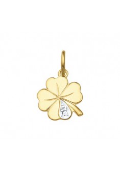 Geelgouden hnager klavert-4 met diamant - 000028303 Geelgouden hnager klavert-4 met diamant - 000028303