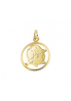 Geelgouden hanger meisjeskopje met rand groot 19mm - 000007217 Geelgouden hanger meisjeskopje met rand groot 19mm - 000007217