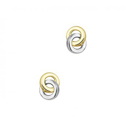 Bicolor gouden oorknoppen 6x4,5mm - 601009
