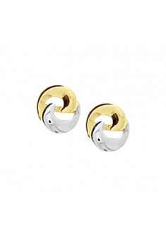 Bicolor gouden oorknoppen diameter 6,5mm - 602476 Bicolor gouden oorknoppen diameter 6,5mm - 602476