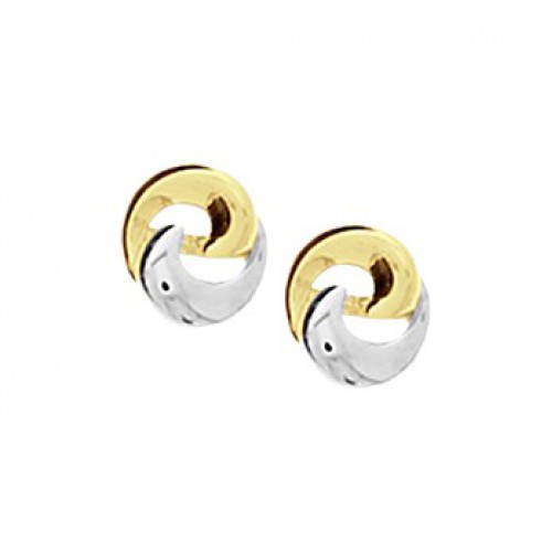 Bicolor gouden oorknoppen diameter 6,5mm - 602476