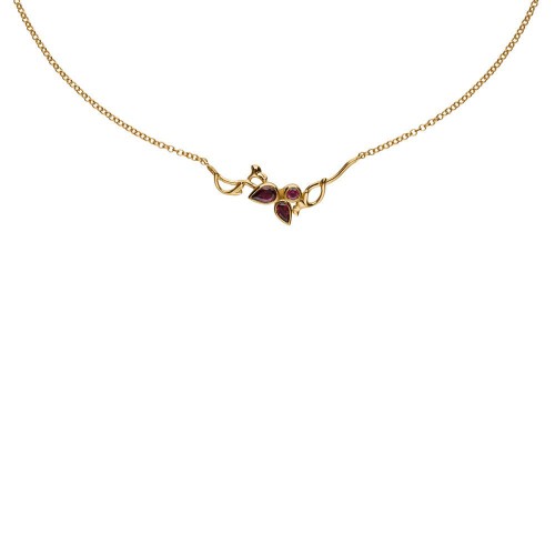 Rabinovich verguld zilveren collier met rhodoliet, draaglengte 42 en 45cm - 000046625