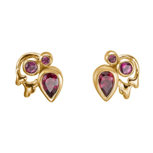 Rabinovich Zilver-Vergulde Oorknoppen met Rhodoliet - 000046627