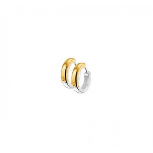 Bicolor gouden klap oorringen bol 12/2,5mm - 000037997
