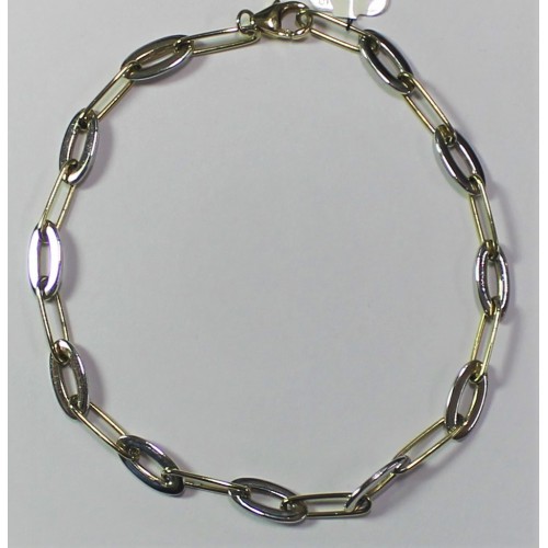 Monzario d'oro bicolor gouden fantasie armband 19cm 4.5 mm open ovalen schakel - 000034329