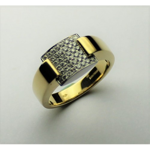 Bicolor gouden ring met 0.26ct briljant geslepen diamant mt17.5 - 000034121