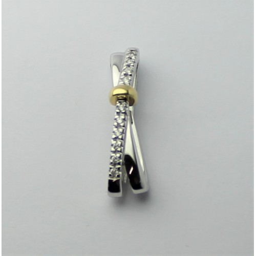Bicolor gouden hanger met diamant 0.08 crt. maat 24/4.8 mm - 000031728