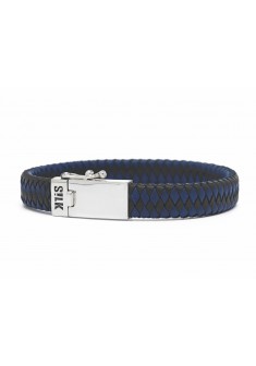 Silk armband zwart/blauw leer met zilveren sluiting mt.21 - 601199 Silk armband zwart/blauw leer met zilveren sluiting mt.21 - 601199
