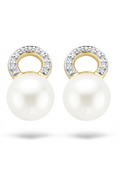 Gouden oorbedels BLUSH met zirkonia en parel wit - 000041874 Gouden oorbedels BLUSH met zirkonia en parel wit - 000041874