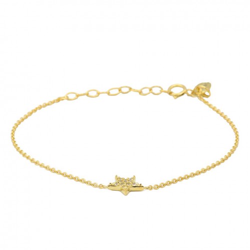 KARMA fantasie armband zilver geelverguld met ster bezet met zirkonia lengte 19cm - 607146