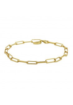 KARMA zilveren geelvergulde schakelarmband met paperclip schakel - 608802 KARMA zilveren geelvergulde schakelarmband met paperclip schakel - 608802