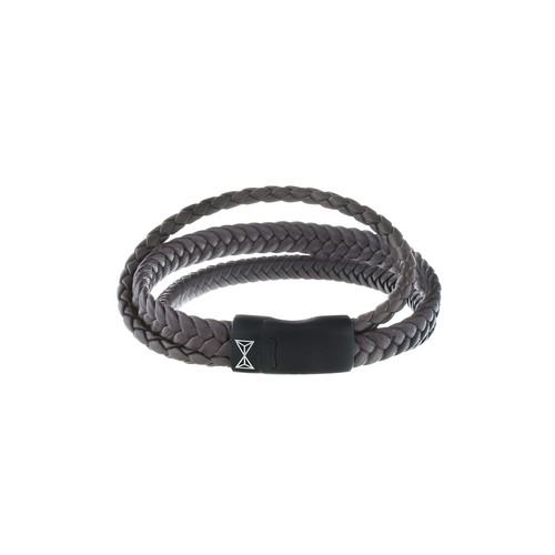 AZE ARMBAND LEER IRON THREE STRING BRUIN/ON BLACK 21CM - 606250