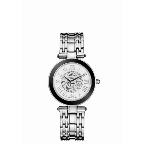 Balmain horloge met arabesque op zilverkleurige wijzerplaat  en stalen band - 601403