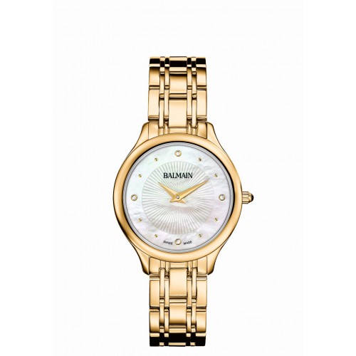 Balmain horloge met wit parelmoer wijzerplaat  PVD GEEL - 602821