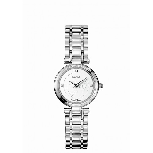 Balmain dames horloge witte wijzerplaat met arabesque en stalenband - 602643