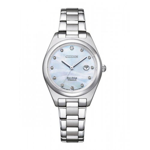 CITIZEN  dames horloge super titanium met zirkonia datum  eco drive - 607691