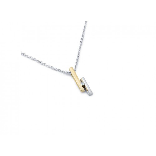 by R&C bicolor gouden hanger met 0.03ct briljant geslepen diamant. De hanger wordt geleverd zonder het afgebeelde collier, deze dient indien gewenst apart mee besteld te worden - 605932