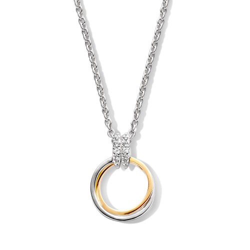 Excellent zilver/goud zirkonia hanger met zilveren collier 40-43 cm hanger 15mm - 607841