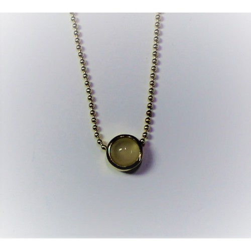 Casa Collection zilver verguld collier met melkwitte steen lengte 42-45cm - 000048118