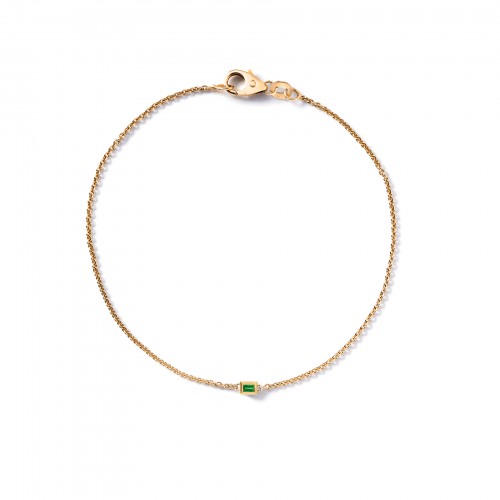 Miss Spring armband geelgoud baquette smaragd, anker 1.1mm 18cm - 606743