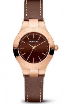 PONTIAC HORLOGE ARIGA DAMES-BRUIN GLAD LEER PVD ROSE - 603439 PONTIAC HORLOGE ARIGA DAMES-BRUIN GLAD LEER PVD ROSE - 603439
