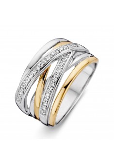 Excellent ring zilver en goud met zirkonia mt. 56 - 607847 Excellent ring zilver en goud met zirkonia mt. 56 - 607847
