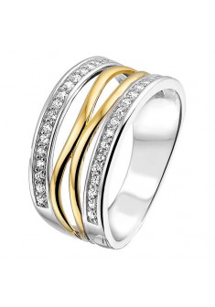 Excellent ring zilver en goud met zirkonia mt. 56 - 607844 Excellent ring zilver en goud met zirkonia mt. 56 - 607844