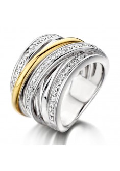 Excellent ring zilver en goud met zirkonia mt. 58 - 607846 Excellent ring zilver en goud met zirkonia mt. 58 - 607846
