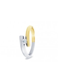 by R&C bicolor ring model Penelope met 0.16ct briljant geslepen diamant mt.17 - 603567 by R&C bicolor ring model Penelope met 0.16ct briljant geslepen diamant mt.17 - 603567
