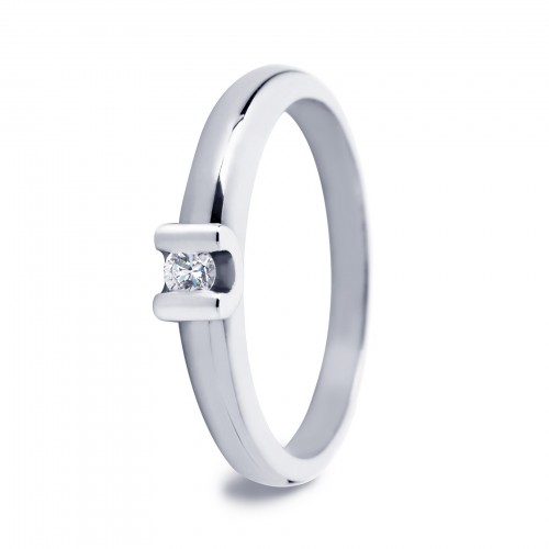 by R&C ring model Camille L geel/witgoud met 0.16ct briljant geslepen diamant mt.17.5 - 000050939