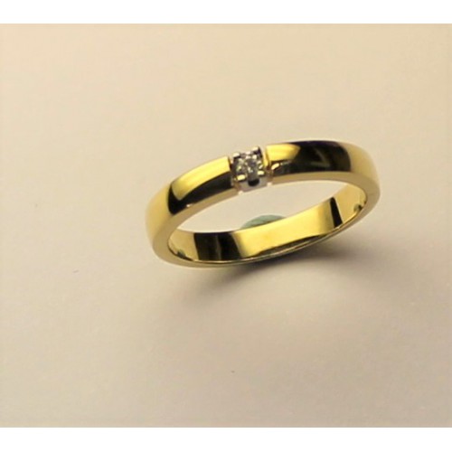 by R&C bicolor gouden ring model Carole met 1x0.05ct briljant geslepen diamant mt 17.5 - 000049723