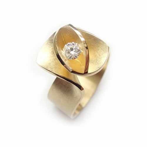 Cardillac geelgouden fantasie ring 18krt.met diamant 0.07crt. mt.18 - 607139